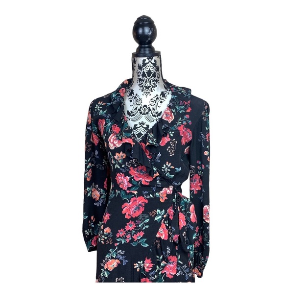 MAJE Rosetina Floral  Ruffle Wrap Dress - Picture 6 of 8